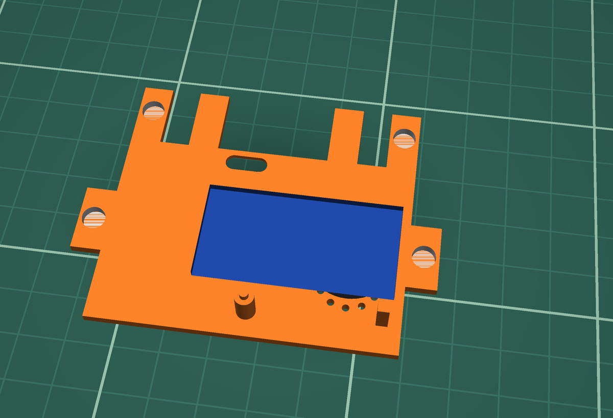 Grove Speaker board lowered speaker-side down onto two posts with pins and two rest pads on the back plate, over the grille